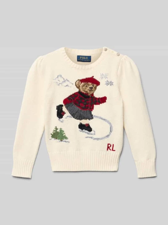 Zdjęcie produktu Sweter z dzianiny z motywem i okrągłym dekoltem Polo Ralph Lauren Écru