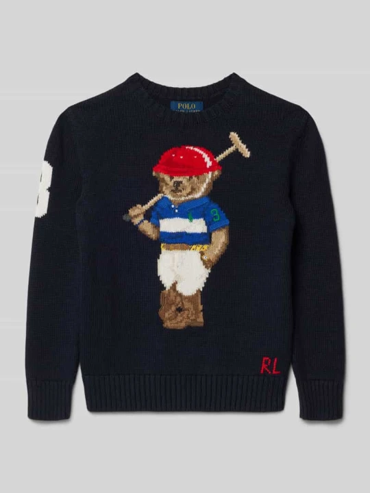 Zdjęcie produktu Sweter z dzianiny z Motyw i Okrągły dekolt Polo Ralph Lauren Granatowy