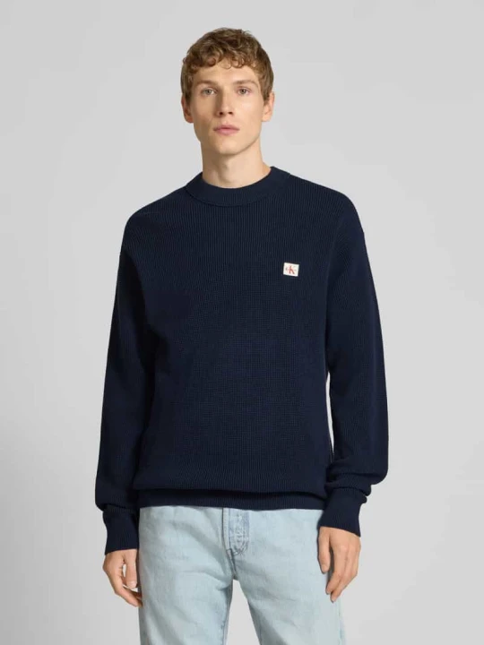 Zdjęcie produktu Sweter z dzianiny z naszywką z logo Calvin Klein Jeans Granatowy