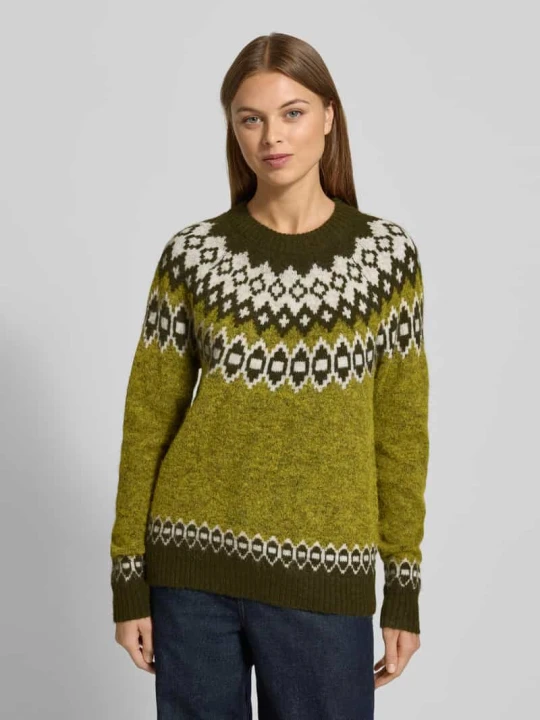 Zdjęcie produktu Sweter z dzianiny w kroju regular fit z dodatkiem wełny model 'Novala' Freequent Khaki