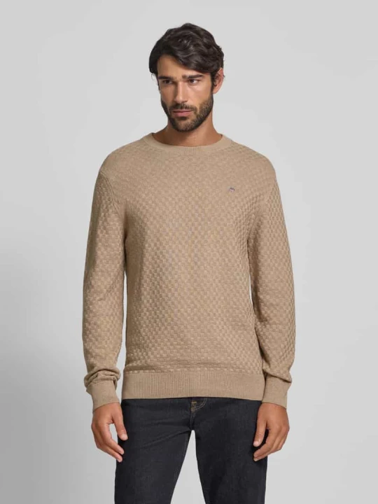 Zdjęcie produktu Regular Fit sweter dzianinowy z czystej bawełny Gant Piaskowy