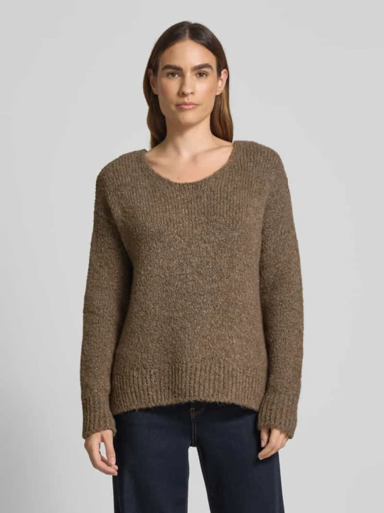 Zdjęcie produktu Sweter z dzianiny krój loose fit z mieszanką wełny i alpaki milano italy Piaskowy