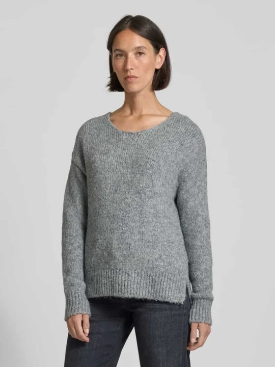 Zdjęcie produktu Sweter z dzianiny krój loose fit z mieszanką wełny i alpaki milano italy Jasnoszary