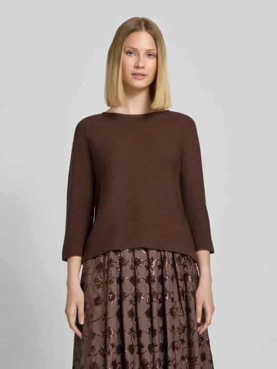 Zdjęcie produktu Sweter z dzianiny z okrągłym dekoltem model ‘ADDOTTO’ Weekend Max Mara Ciemnobrązowy