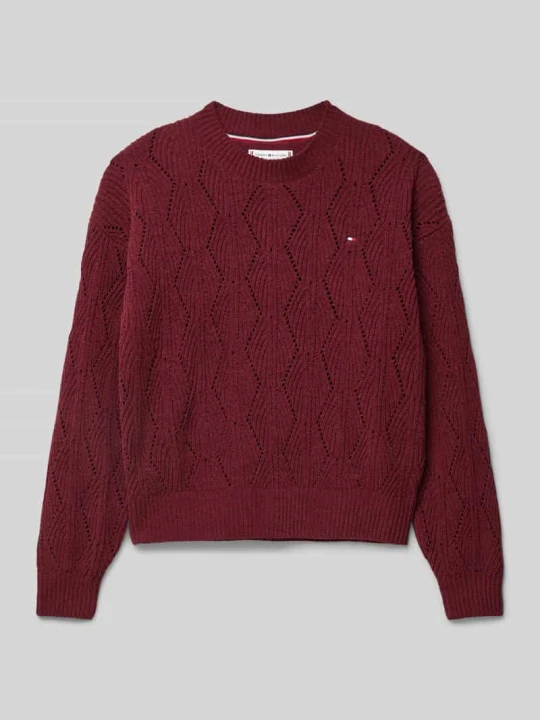 Zdjęcie produktu Sweter z dzianiny z okrągłym dekoltem model ‘CHENILLE’ Tommy Hilfiger Bordowy