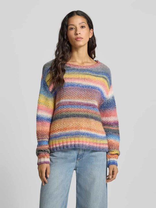 Zdjęcie produktu Sweter z dzianiny z okrągłym dekoltem model ‘Fairhaven’ Lollys Laundry Pomarańczowy