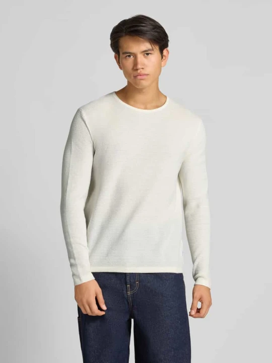 Zdjęcie produktu Sweter z dzianiny z okrągłym dekoltem model ‘GEORGE’ Jack&Jones Biały