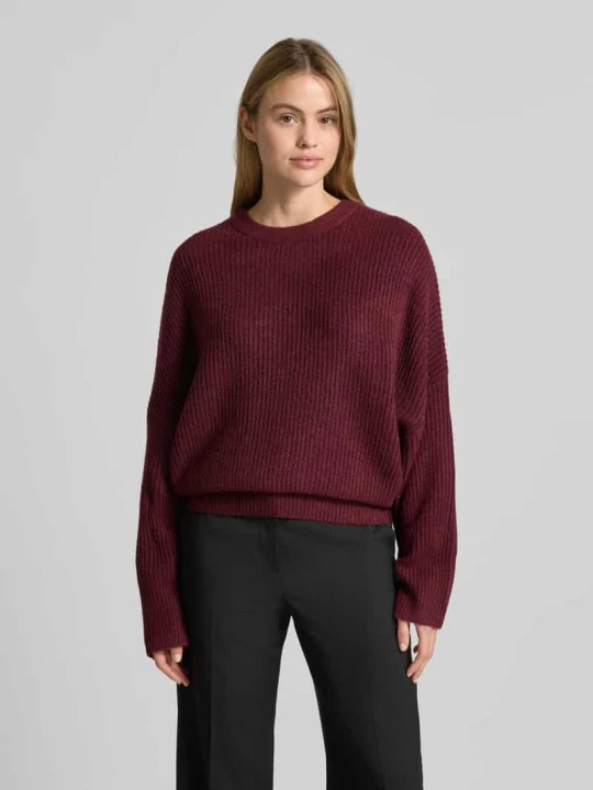 Zdjęcie produktu Sweter z dzianiny o kroju relaxed fit z dodatkiem wełny model „Gillian” MbyM Bordowy