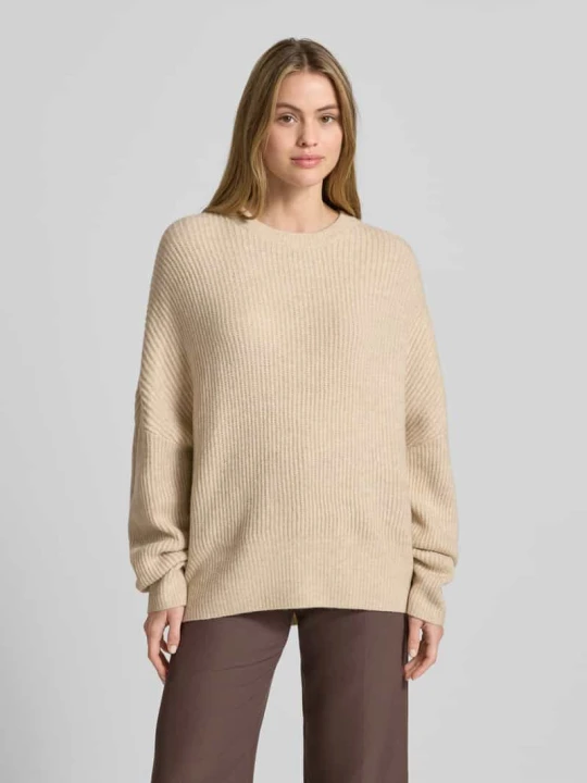 Zdjęcie produktu Sweter z dzianiny o kroju relaxed fit z dodatkiem wełny model „Gillian” MbyM Beżowy