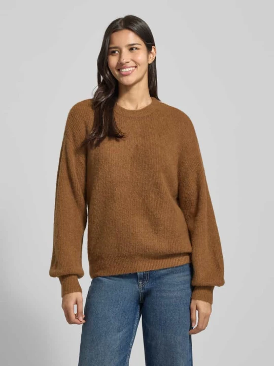 Zdjęcie produktu Sweter z dzianiny krój relaxed fit z domieszką wełny z alpaki model „Gustel Hope” MSCH Copenhagen Koniakowy