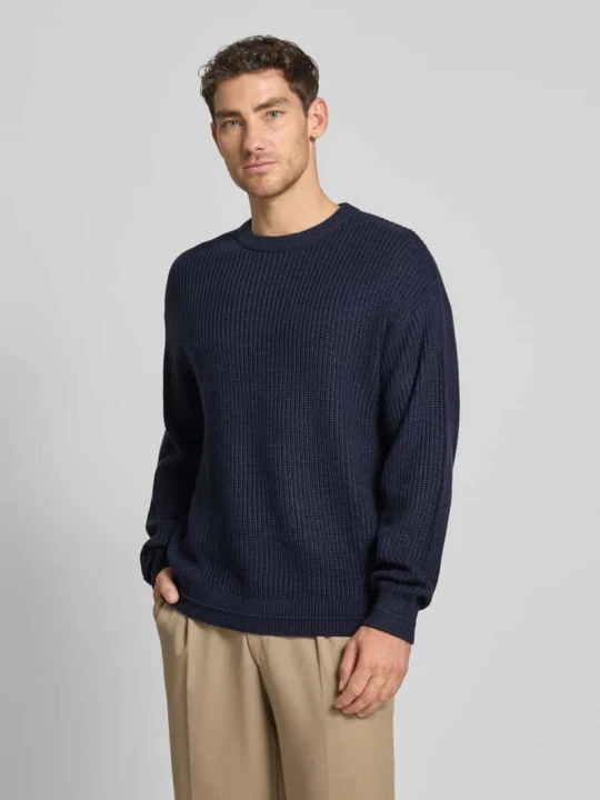 Zdjęcie produktu Sweter z dzianiny z okrągłym dekoltem model ‘KAITO’ Jack&Jones Granatowy