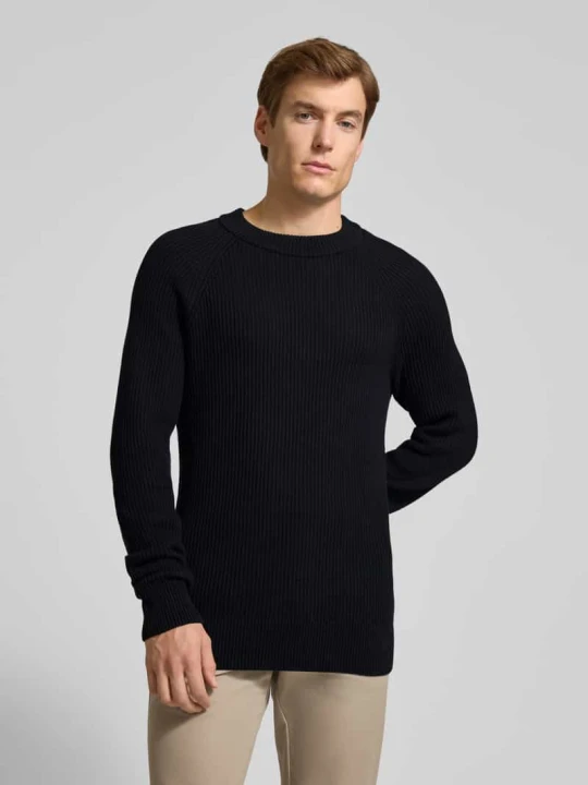 Zdjęcie produktu Sweter z dzianiny z okrągłym dekoltem model ‘Kristian’ Casual Friday Granatowy