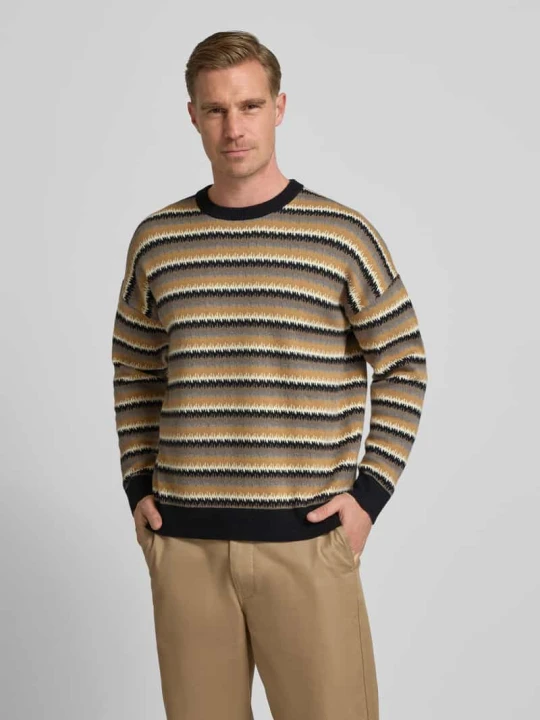 Zdjęcie produktu Sweter dzianinowy o kroju relaxed fit z mieszanki bawełny i wełny model 'Neelio' Drykorn Czarny