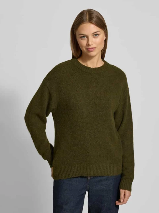 Zdjęcie produktu Sweter z dzianiny w kroju relaxed fit z dodatkiem wełny Model 'Novala' Freequent Khaki