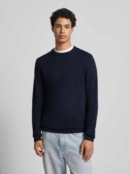 Zdjęcie produktu Sweter z dzianiny z okrągłym dekoltem model ‘OTTO’ Jack&Jones Granatowy