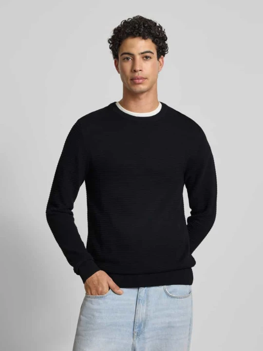 Zdjęcie produktu Sweter z dzianiny z okrągłym dekoltem model ‘OTTO’ Jack&Jones Czarny