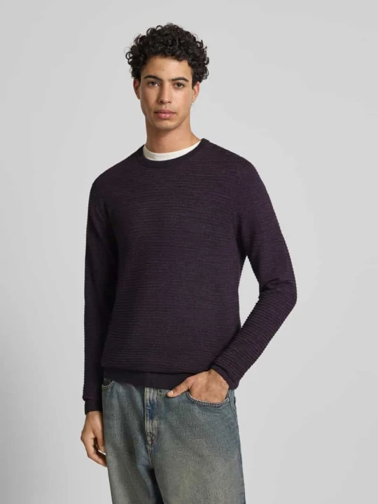 Zdjęcie produktu Sweter z dzianiny z okrągłym dekoltem model ‘OTTO’ Jack&Jones Bordowy melanż