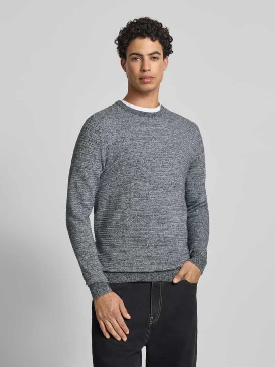 Zdjęcie produktu Sweter z dzianiny z okrągłym dekoltem model ‘OTTO’ Jack&Jones Ciemnoszary melanż