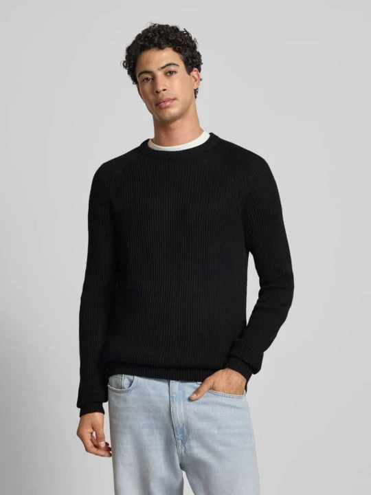 Zdjęcie produktu Sweter z dzianiny z okrągłym dekoltem model ‘PANNEL’ Jack&Jones Czarny