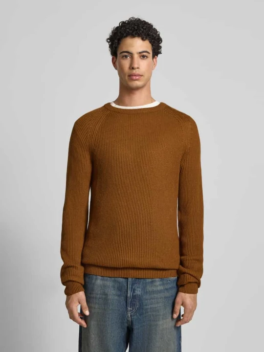 Zdjęcie produktu Sweter z dzianiny z okrągłym dekoltem model ‘PANNEL’ Jack&Jones Beżowy