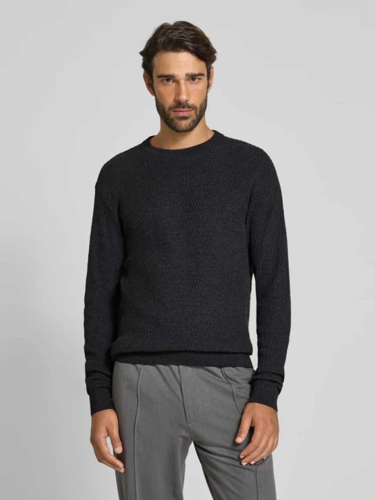 Zdjęcie produktu Sweter z dzianiny z okrągłym dekoltem model ‘REAGAN’ Jack&Jones Antracytowy