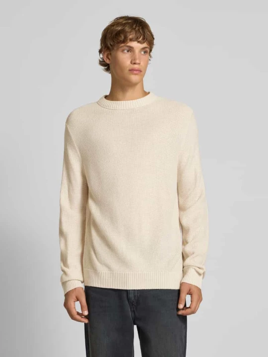 Zdjęcie produktu Sweter z dzianiny z okrągłym dekoltem model ‘ROY’ Jack&Jones Złamany biały