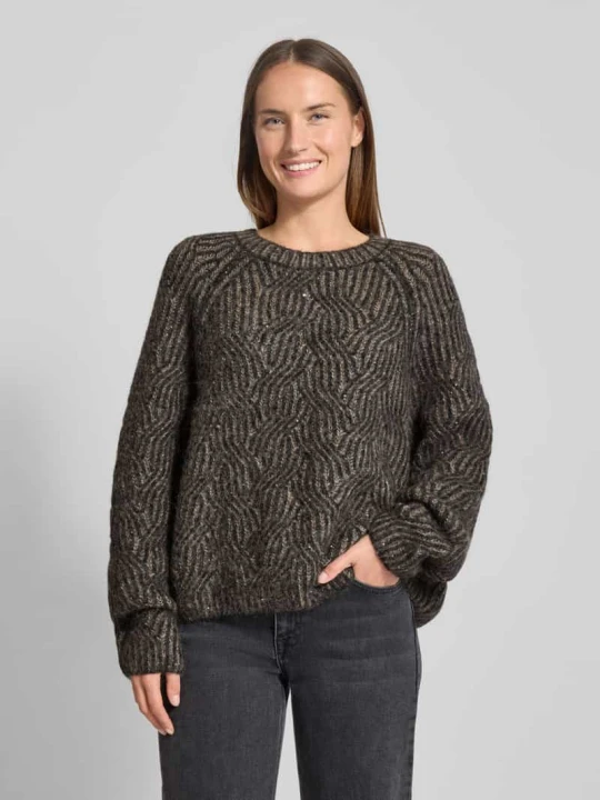 Zdjęcie produktu Sweter z dzianiny w kroju relaxed fit z mieszanką wełny i alpaki Model 'Unnur' MOS MOSH Ciemnoszary