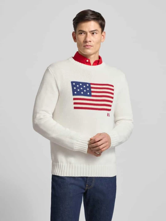 Zdjęcie produktu Sweter z dzianiny z okrągłym dekoltem Polo Ralph Lauren Złamany biały