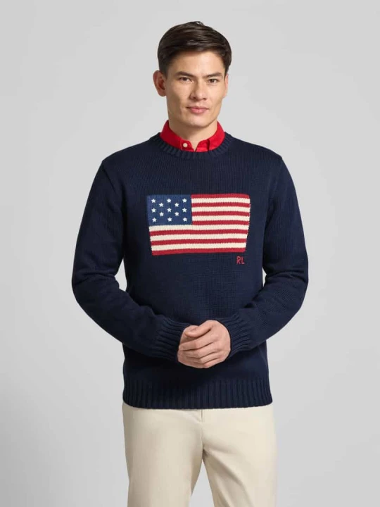 Zdjęcie produktu Sweter z dzianiny z okrągłym dekoltem Polo Ralph Lauren Granatowy
