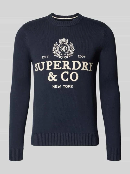 Zdjęcie produktu Sweter z dzianiny z okrągłym dekoltem Superdry Granatowy