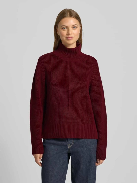 Zdjęcie produktu Sweter z dzianiny z prążkowaną stójką Windsor Bordowy