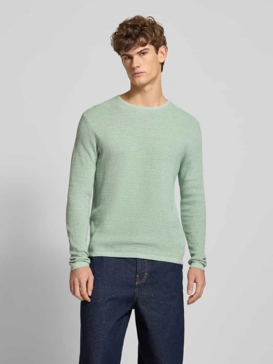 Zdjęcie produktu Sweter z dzianiny z prążkowanym, okrągłym dekoltem model ‘GEORGE’ Jack&Jones Miętowy