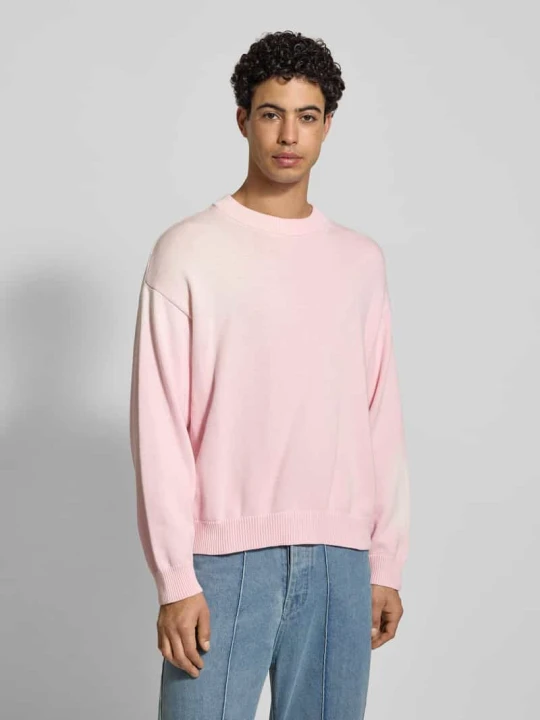 Zdjęcie produktu Sweter z dzianiny z prążkowanymi wykończeniami Another Cotton Lab Różowy