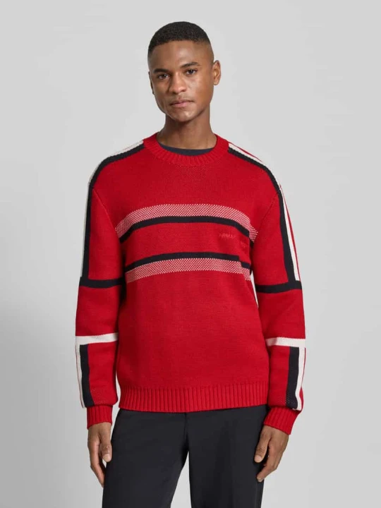 Zdjęcie produktu Sweter z dzianiny z prążkowanymi wykończeniami Armani Exchange Czerwony