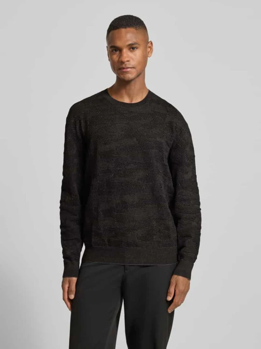 Zdjęcie produktu Sweter z dzianiny z prążkowanymi wykończeniami Armani Exchange Czarny