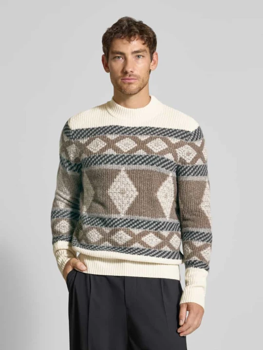 Zdjęcie produktu Regular Fit sweter z dzianiny z mieszanki wełny Bugatti Beżowy