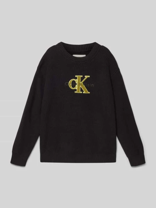 Zdjęcie produktu Sweter z dzianiny z prążkowanymi wykończeniami Calvin Klein Jeans Czarny