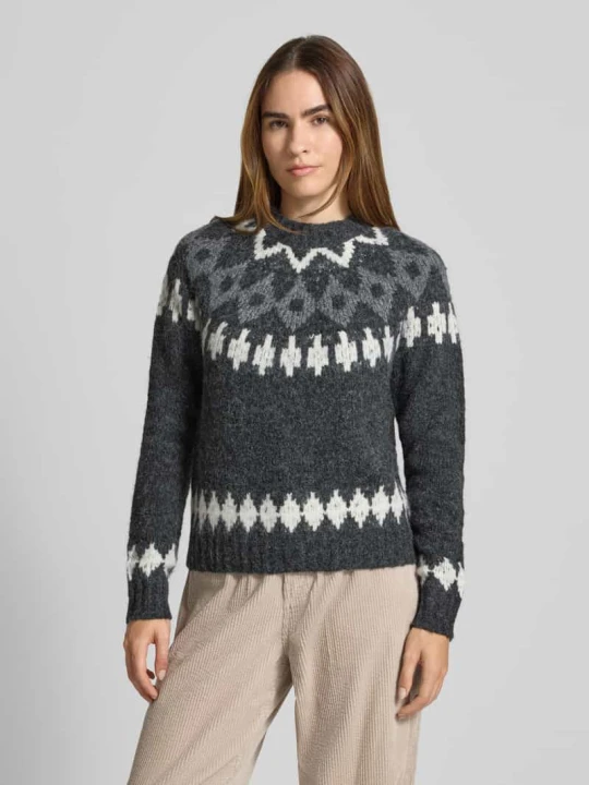 Zdjęcie produktu Sweter z dzianiny o kroju loose fit z dodatkiem wełny Christian Berg Antracytowy melanż