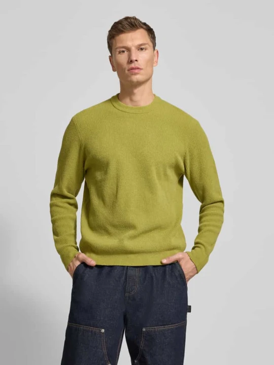 Zdjęcie produktu Sweter z dzianiny z prążkowanymi wykończeniami Jake*s Zielony