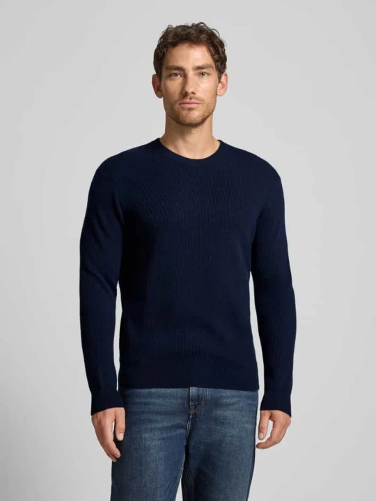 Zdjęcie produktu Regular Fit sweter z dzianiny z czystej wełny Manuel Ritz Granatowy