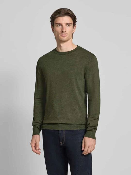 Zdjęcie produktu Sweter z dzianiny z prążkowanymi wykończeniami MCNEAL Khaki melanż