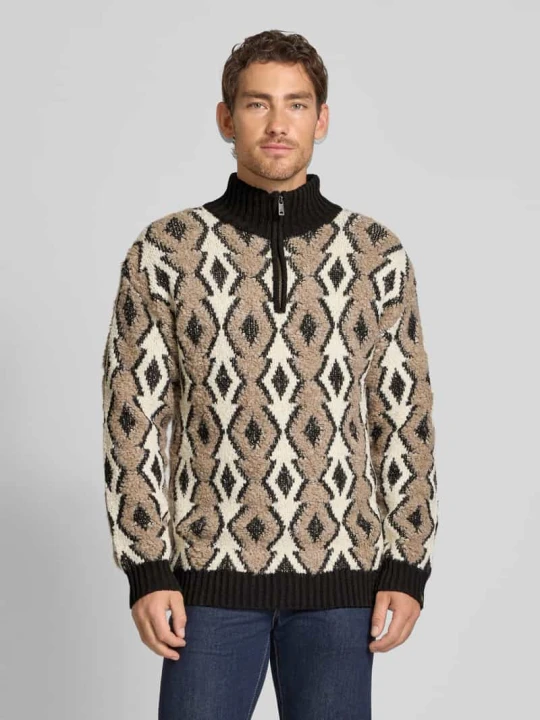 Zdjęcie produktu Sweter z dzianiny z prążkowanymi wykończeniami model ‘ARGYLES’ Scotch & Soda Średniobrązowy