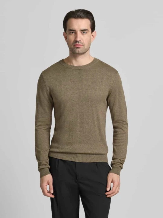 Zdjęcie produktu Sweter z dzianiny z prążkowanymi wykończeniami Model „BELLS” Casual Friday Czekoladowy