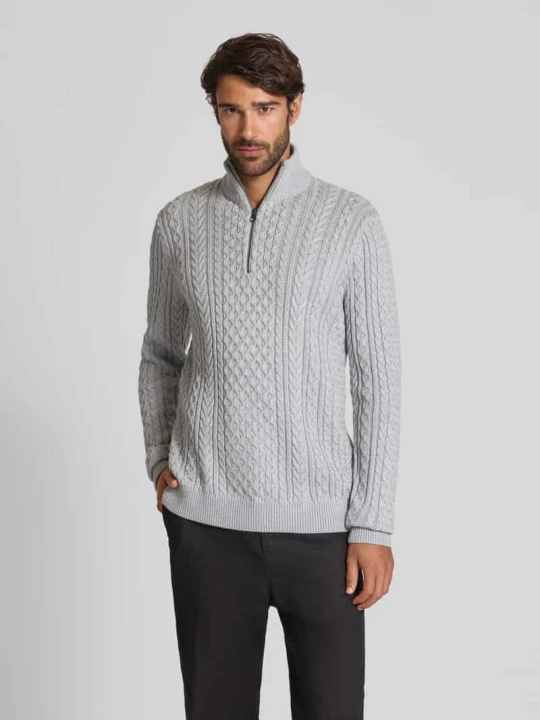 Zdjęcie produktu Sweter z dzianiny z prążkowanymi wykończeniami model ‘BLUSEAN’ Jack&Jones Jasnoszary melanż