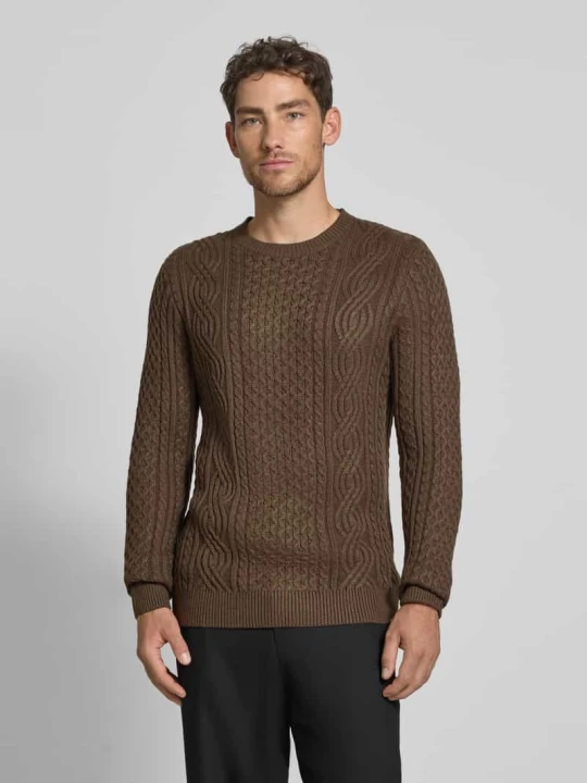 Zdjęcie produktu Sweter z dzianiny z prążkowanymi wykończeniami model ‘BLUSEAN’ Jack&Jones Oliwkowy