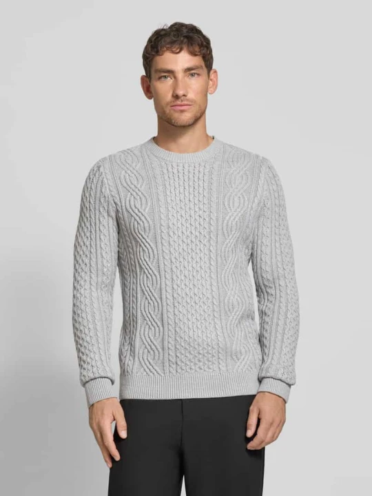 Zdjęcie produktu Sweter z dzianiny z prążkowanymi wykończeniami model ‘BLUSEAN’ Jack&Jones Jasnoszary melanż
