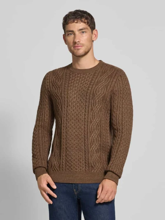 Zdjęcie produktu Sweter z dzianiny z prążkowanymi wykończeniami model ‘BLUSEAN’ Jack&Jones Średniobrązowy