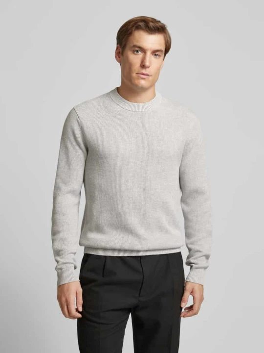 Zdjęcie produktu Sweter z dzianiny o kroju regular fit z czystej bawełny model ‘DANE’ Selected Homme Jasnoszary melanż
