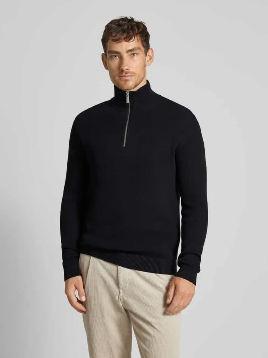 Zdjęcie produktu Sweter z dzianiny z prążkowanymi wykończeniami model ‘DANE’ Selected Homme Czarny