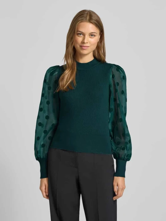 Zdjęcie produktu Sweter z dzianiny z prążkowanymi wykończeniami model ‘DOTME’ Y.A.S Ciemnozielony